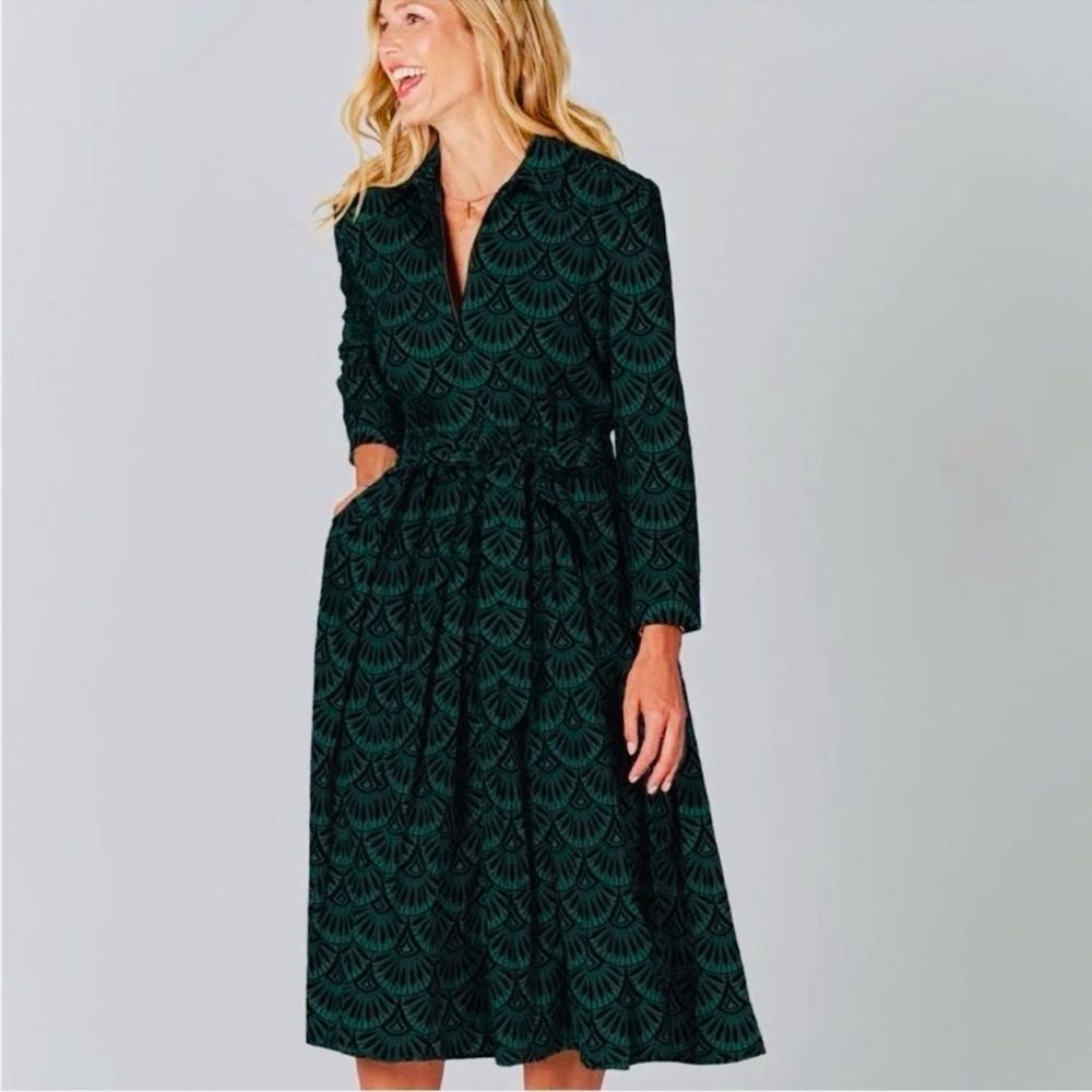 Tucker Allyson Dress Evergreen Art Deco X-Small